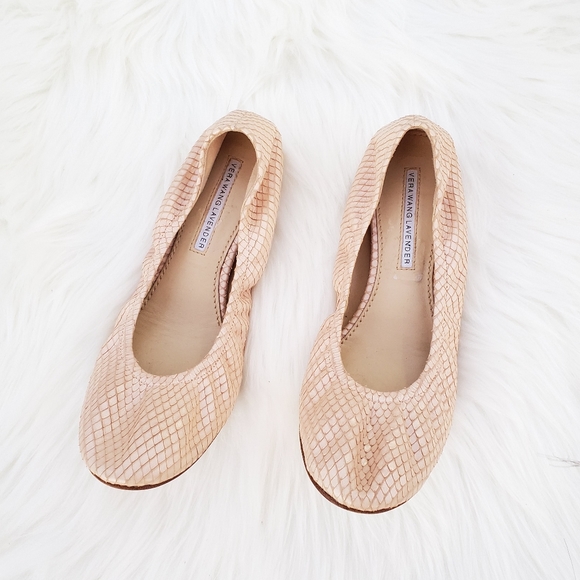 Vera Wang Shoes - Vera Wang Lavender Snake Embossed Leather Flat 7M